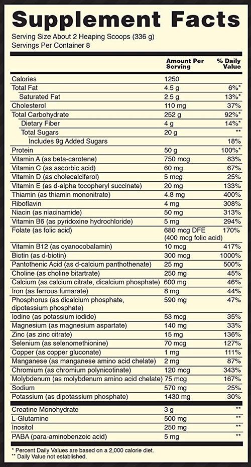 Serious Mass Nutrition Facts Per Scoop Besto Blog