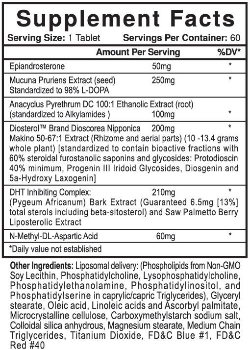 Ultimate T Supplement Facts Image