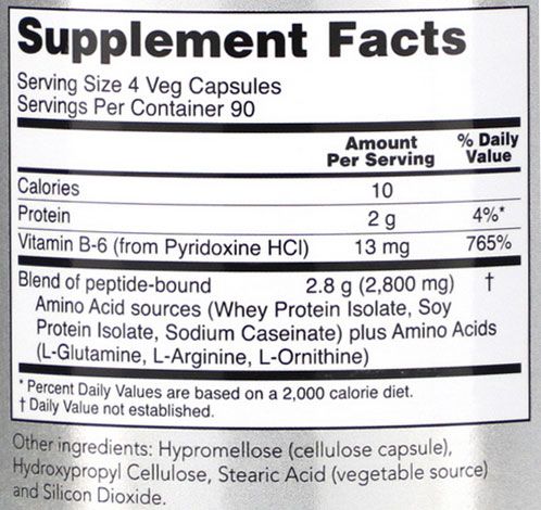 Amino Complete Supplement Facts Image