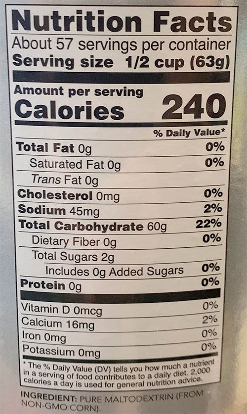 Carbo Gain Supplement Facts