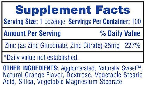 Hi-Tech Pharmaceuticals Zinc Supplement Facts Image