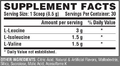 Nutrex BCAA 6000 Supplement Facts Image