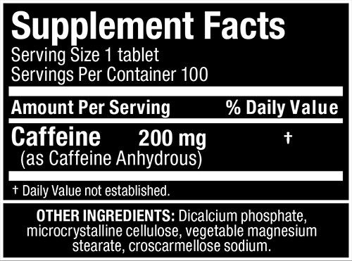 Allmax Caffeine Supplement Facts Image