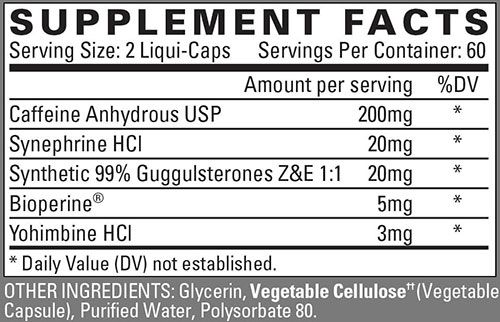 Nutrex Lipo-6 White Label Supplement Facts