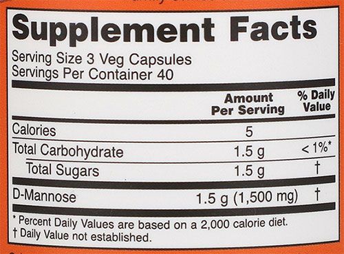 NOW D-Mannose Supplement Facts