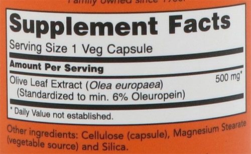 NOW Olive Leaf Extract Supplement Facts
