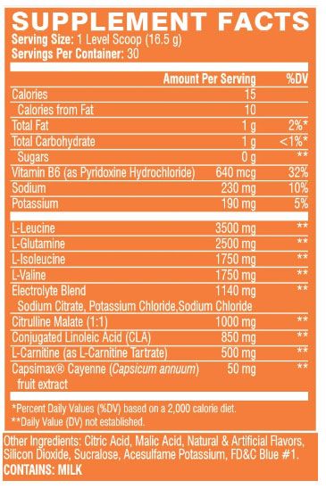 Xtend Ripped Supplement Facts