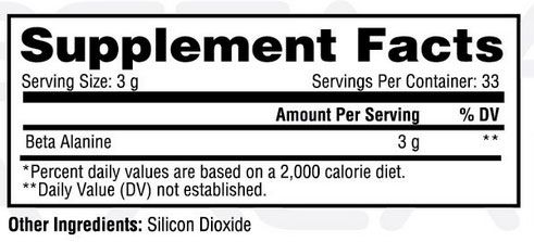 Metabolic Nutrition Beta Alanine Supplement Facts