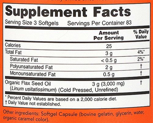 NOW Flax Oil Supplement Facts