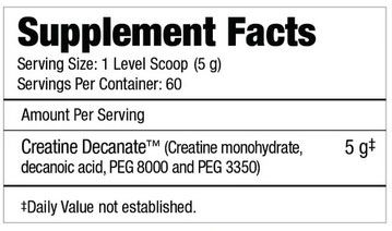 Creatine Decanate Supplement Facts Image