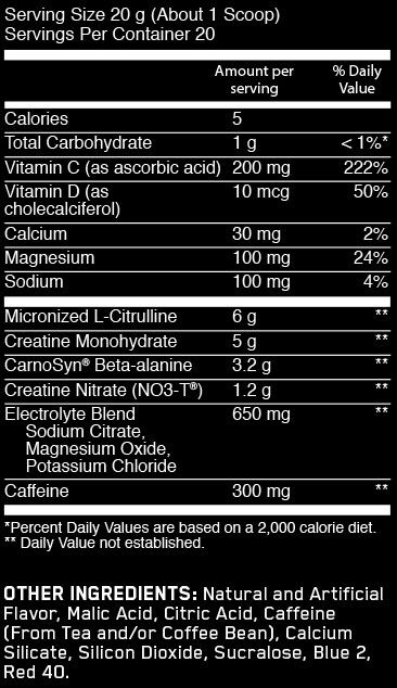 Gold Standard Pre Advanced Supplement Facts