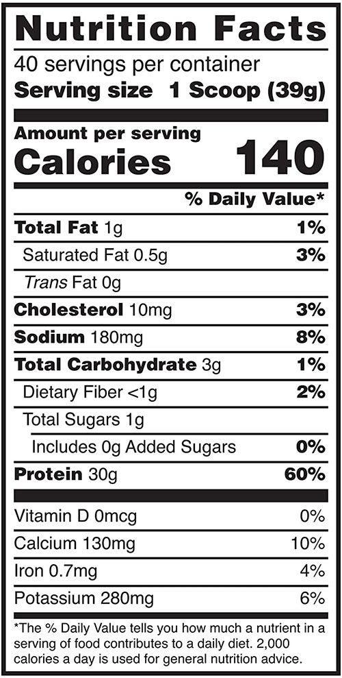 Hydro Whey Supplement Facts