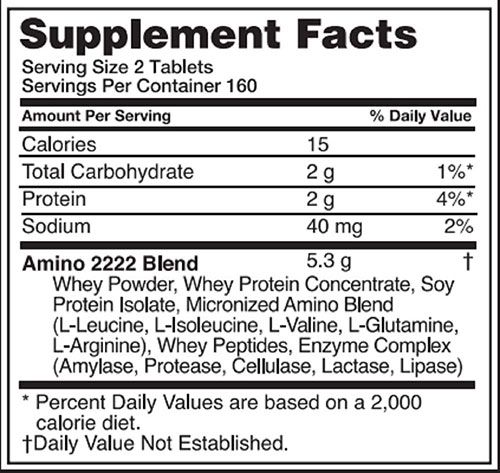 Superior Amino 2222 Supplement Facts