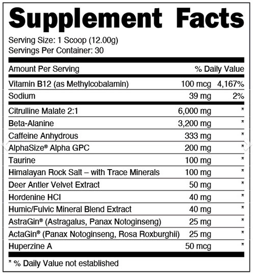 BAMF Black Supplement Facts