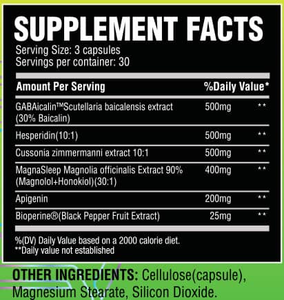 Chemix Sleep Supplement Facts Image