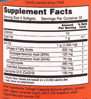 NOW Krill CoQ10 Supplement Facts