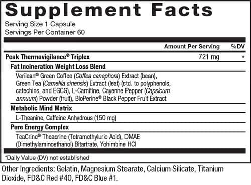 Leanfire XT Supplement Facts Image