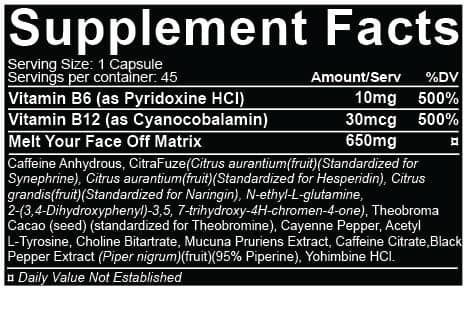 REPP SPORTS Raze Supplement Facts Image