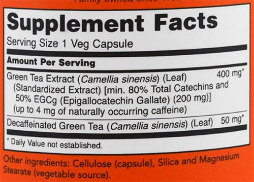 NOW EGCG Supplement Facts