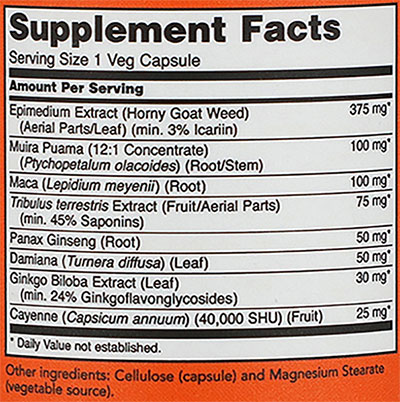 NOW Men's Virility Power Supplement Facts