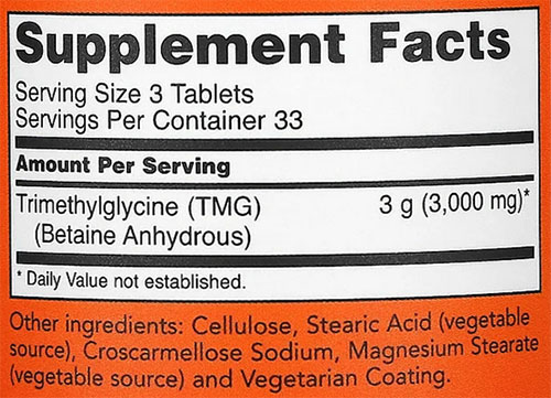 NOW TMG Supplement Facts