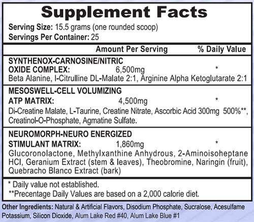 Mesomorph V4 Supplement Facts Image