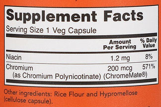 NOW Chromemate Supplement Facts