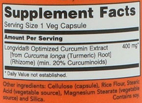 NOW Curcubrain Supplement Facts