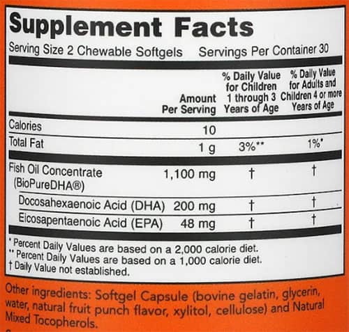 NOW DHA KIDS Supplement FACTS
