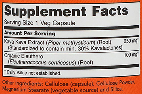 NOW Kava Kava Supplement Facts