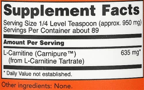 NOW L-CARNITINE POWDER SUPPLEMENT FACTS