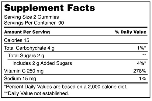 Kirkland Vitamin C Gummies Supplement Facts