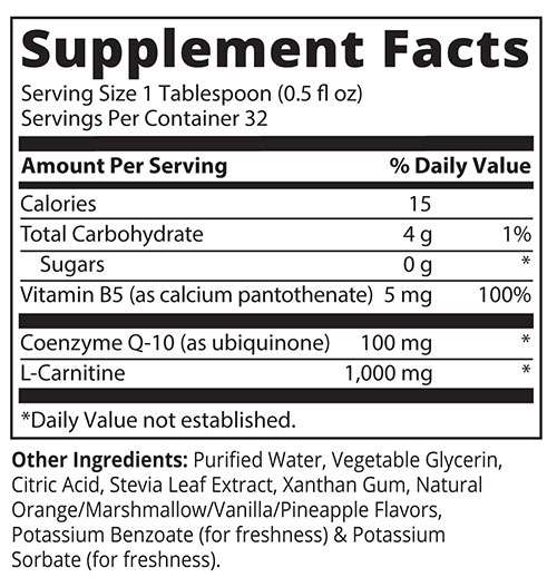 MRM CoQ10 and L-Carnitine Supplement Facts