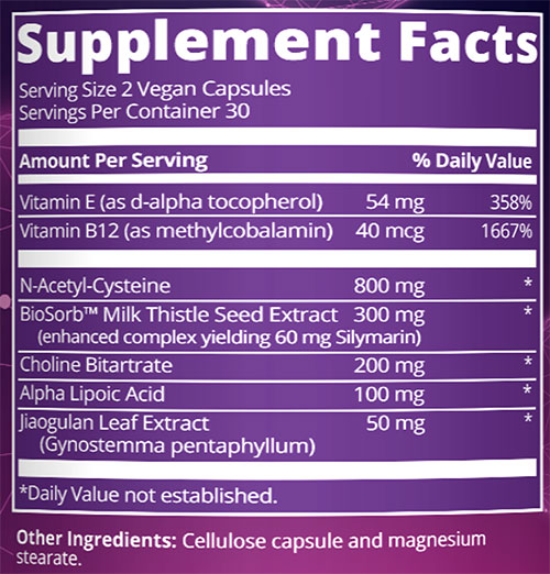 MRM Liver X Supplement Facts