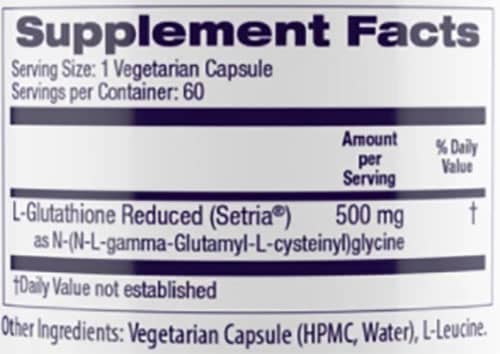 Healthy Origins L-Glutathione Supplement Facts
