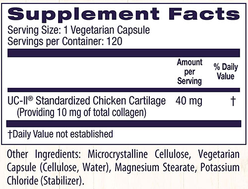 Healthy Origins UC-II Supplement Facts