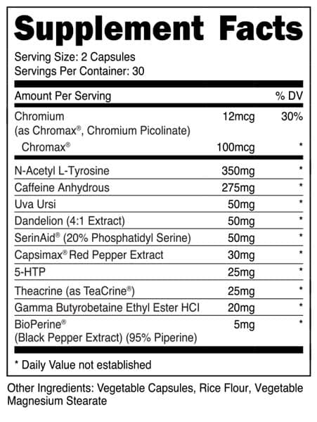 Heat Hardcore Hers Supplement Facts