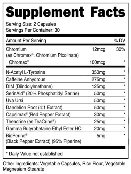 Heat Hardcore Him Supplement Facts