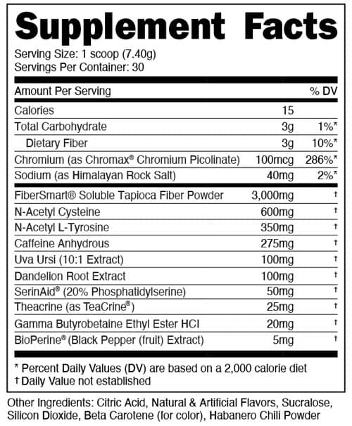 HEAT Hardcore Powder Supplement Facts