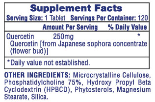 Hi-Tech Quercetin Supplement Facts Image