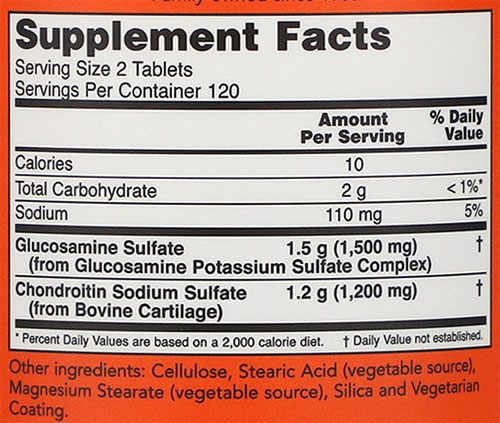 NOW Glucosamine and Chondroitin Extra Strength Supplement Facts