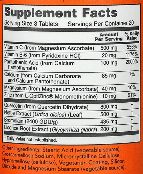 NOW Respir All Supplement Facts