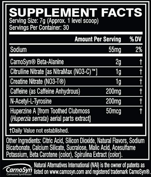 C4 Extreme Energy Supplement Facts