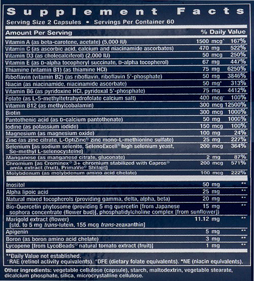 Life Extension Two Per Day Supplement Facts
