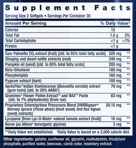 Life Extension Ultra Prostate Formula Supplement Facts