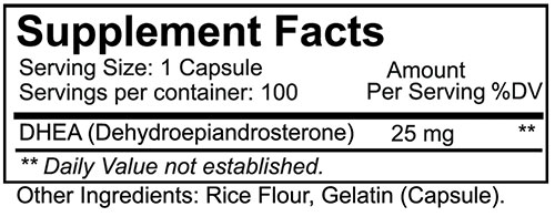 NutraKey DHEA Supplement Facts Image