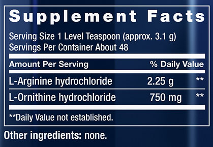Life Extension Arginine Ornithine Supplement Facts