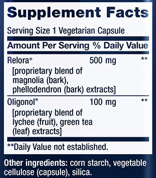 Life Extension Cortisol Stress Balance Supplement Facts