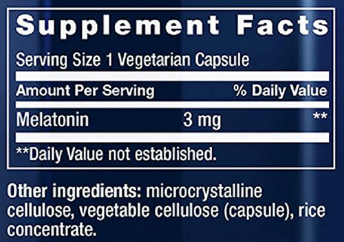 Life Extension Melatonin Supplement Facts
