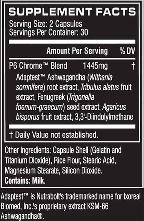 P6 Chrome Supplement Facts